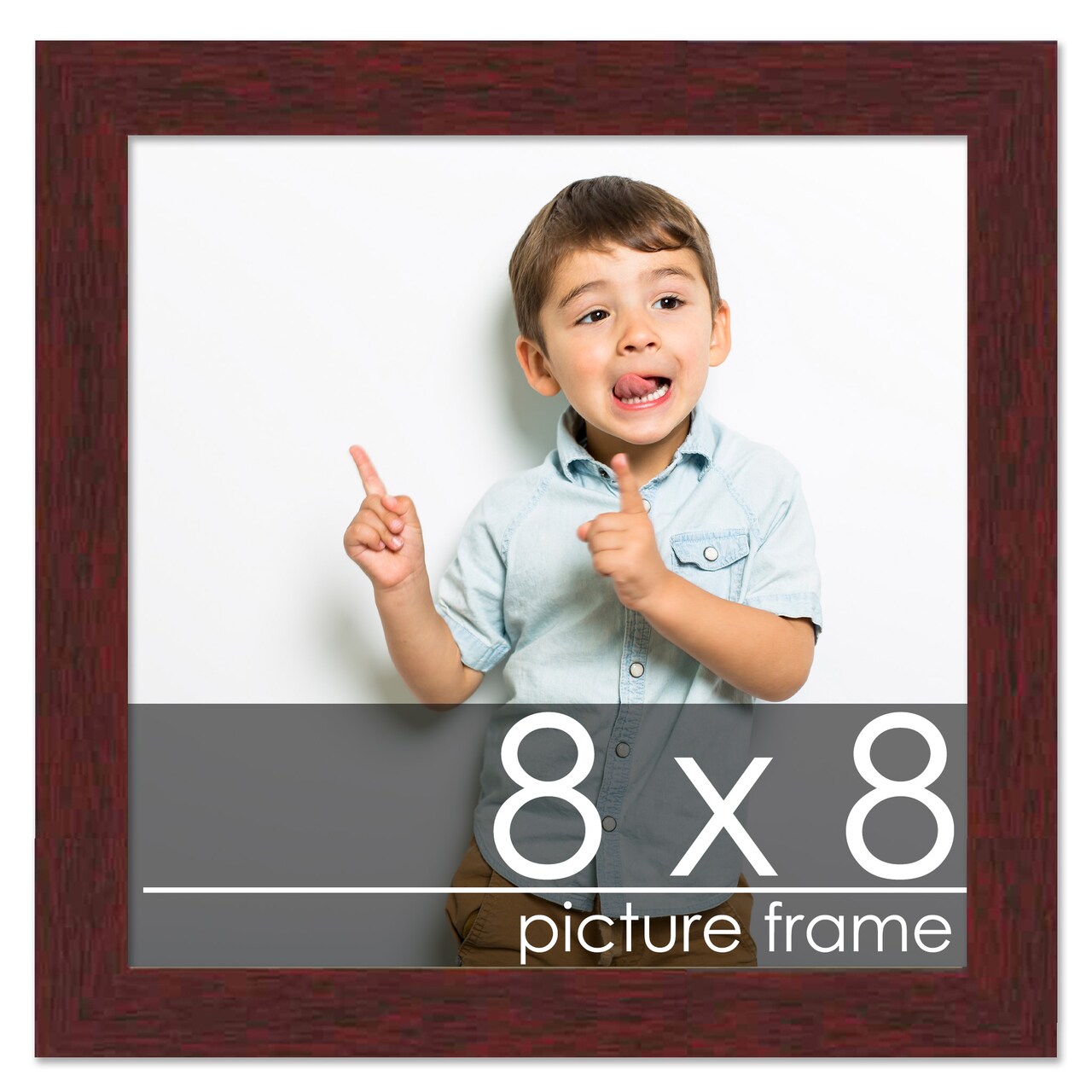 8x8 Solid Wood Picture Frame with UV-Resistant Acrylic & Acid-Free Backing, Available in 6 Finishes: Matte Black, Matte White, Metallic Bronze, Silver, Natural Wood Grain & Mahogany